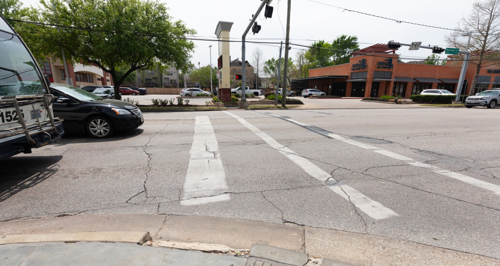 Street view of Washington Avenue at T C Jester before METRO roadway repairs began.